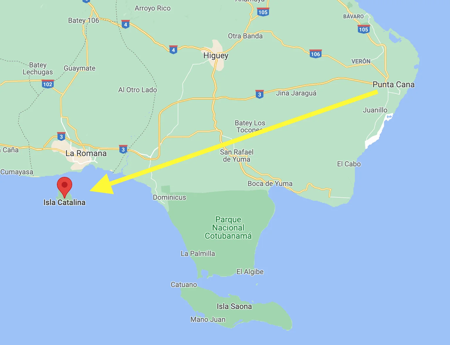 Map showing Isla Catalina location in Dominican Republic